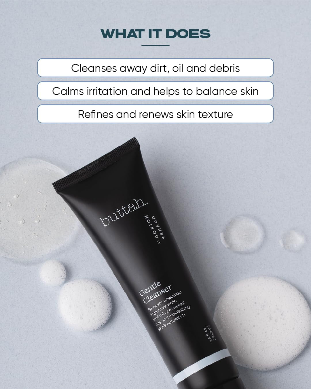 Buttah Skin by Dorion Renaud Facial Cleanser 3.4Oz - Clarifying Face Wash - Oil & Dirt Extracting Wash - Daily Cleansing - Naturally Based - Face Wash for Melanin Rich Skin - Black