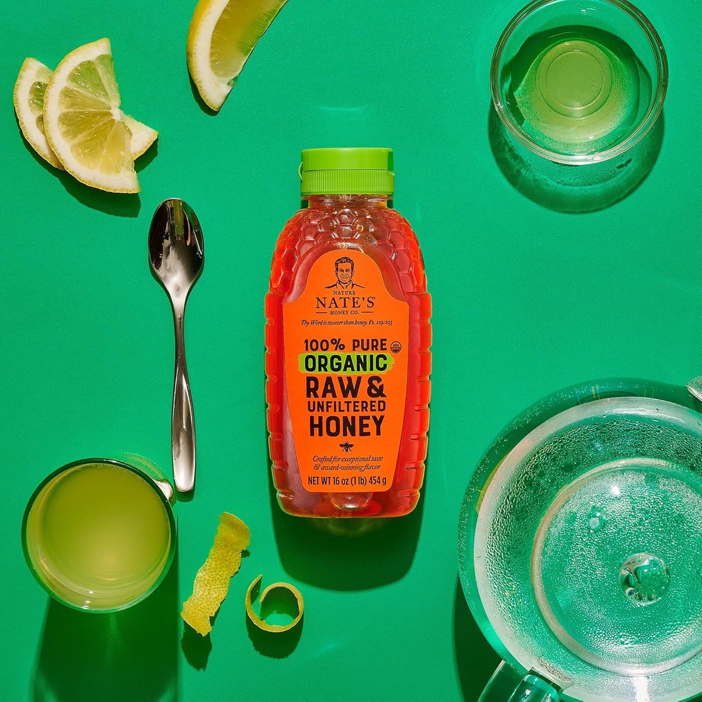 Nate'S Organic 100% Pure, Raw & Unfiltered Honey - USDA Certified Organic - 16Oz. Squeeze Bottle