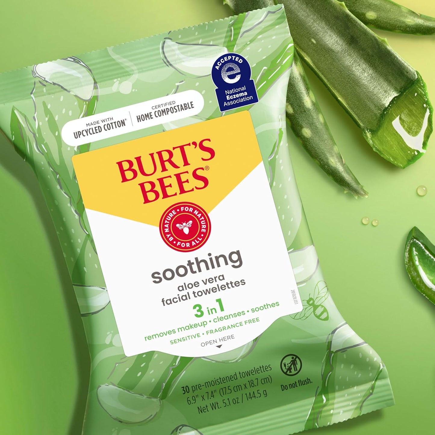 Back to School Dorm Essentials, Aloe Vera Face Wipes, for Sensitive Skin, Soothing Makeup Remover & Facial Cleansing Towelettes, 30 Ct. (3-Pack)