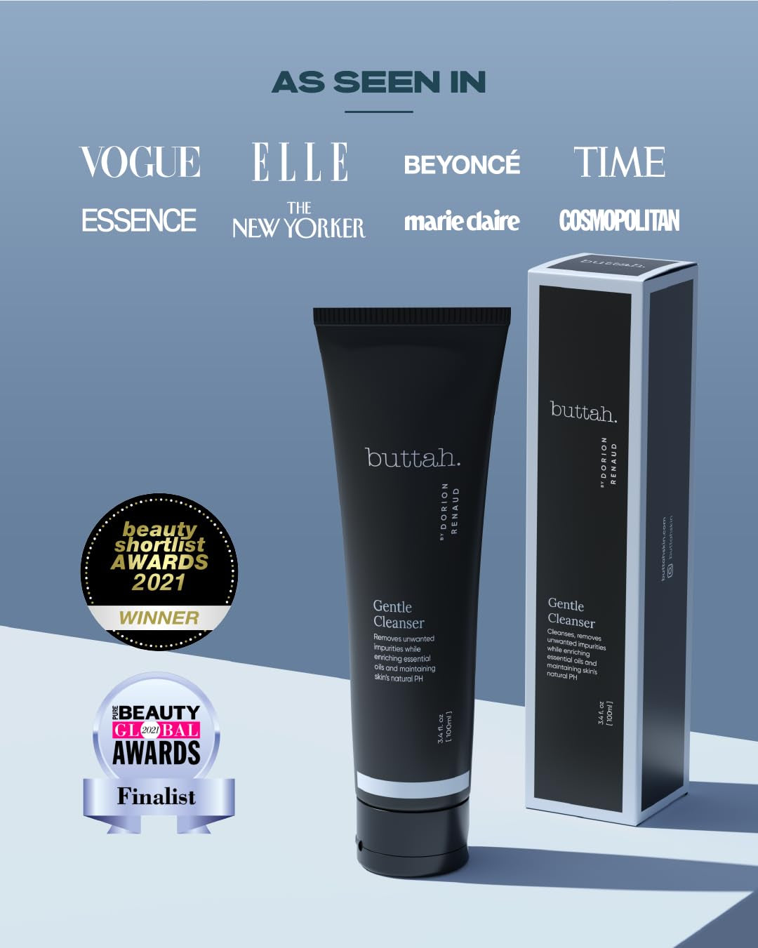 Buttah Skin by Dorion Renaud Facial Cleanser 3.4Oz - Clarifying Face Wash - Oil & Dirt Extracting Wash - Daily Cleansing - Naturally Based - Face Wash for Melanin Rich Skin - Black