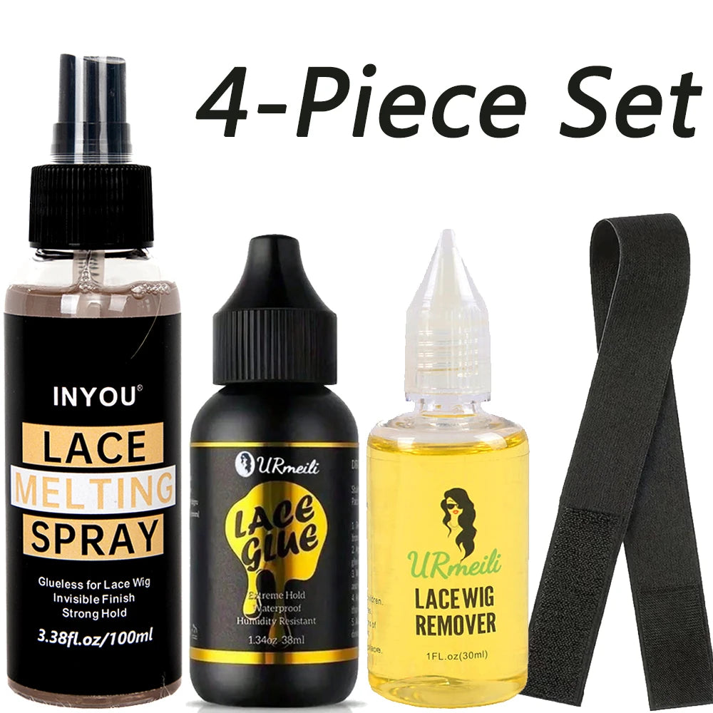 4 pcs Wig Accessory Lace Front Wig Glue, lace Bond Melting Spray,wig adhesive, adhesive remover,Natural and Gentle Formula