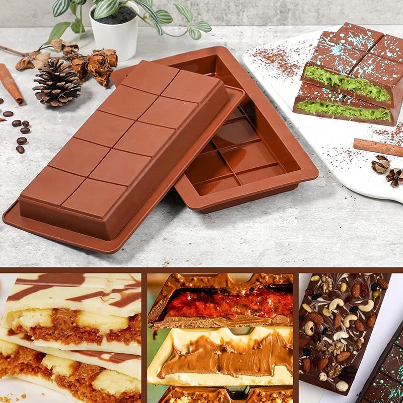 Dubai Chocolate Bar Mold Non-Stick Reusable Food Grade Silicone Mold for Dubai Chocolate Bar Pistachio