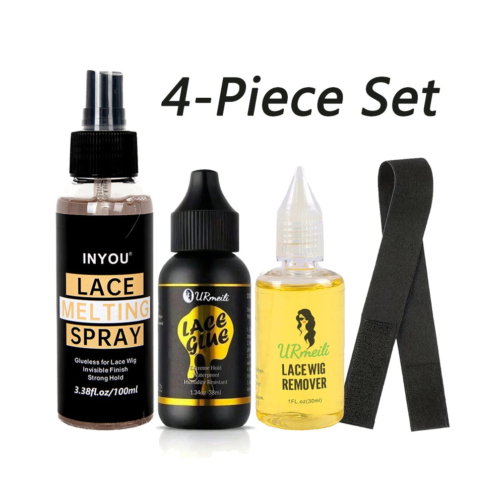 4 pcs Wig Accessory Lace Front Wig Glue, lace Bond Melting Spray,wig adhesive, adhesive remover,Natural and Gentle Formula