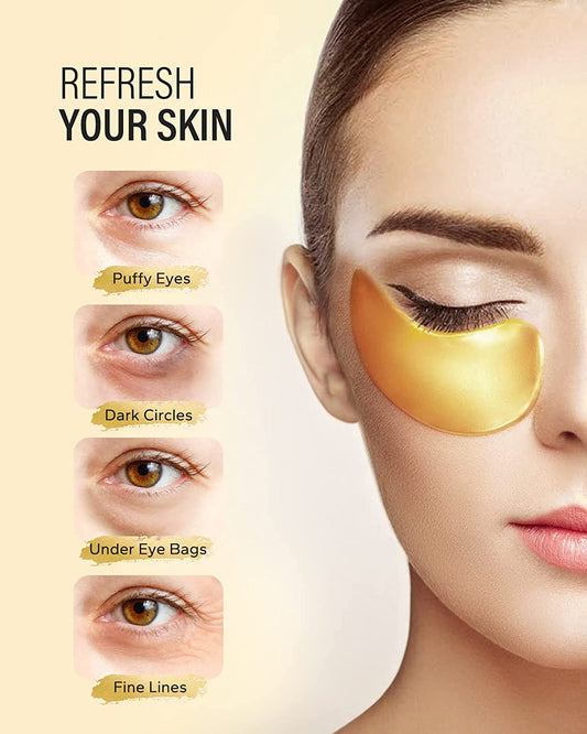24K Gold under Eye Patches (15 Pairs), Eye Mask, Collagen Skin Care Products, Eye Patches for Puffy Eyes, Eye Masks for Dark Circles and Puffiness