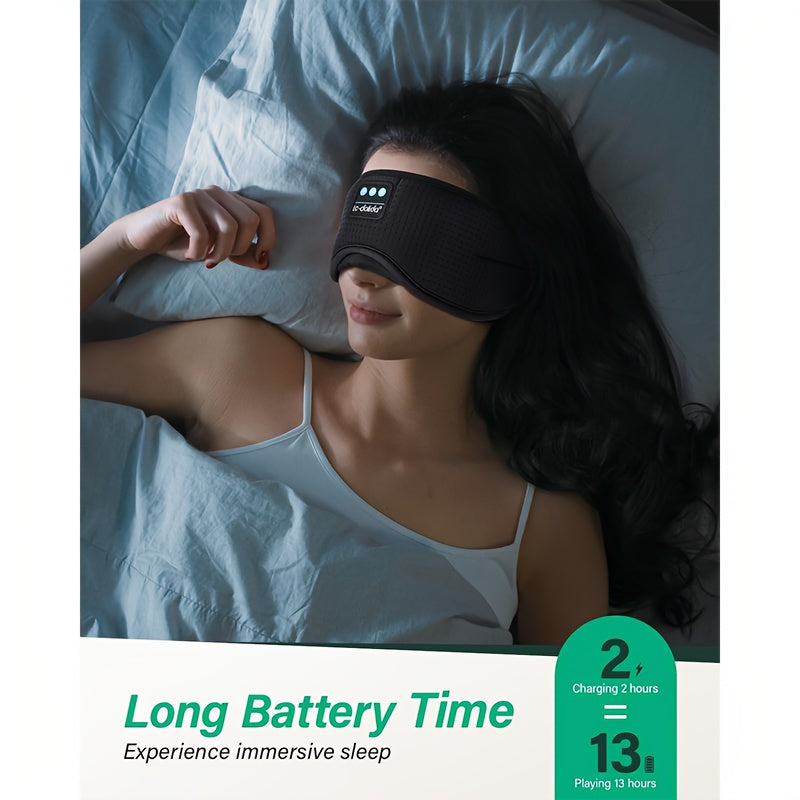 LC-DOLIDA 3D Sleep Headphones with Wireless Charging, Wireless, Lightweight & Breathable Headband - for Side Sleepers, Travel, Home, Office - Compatible with Smartphones/Tablets/Laptops - Eye Mask for Flights, Hotels, Naps, S