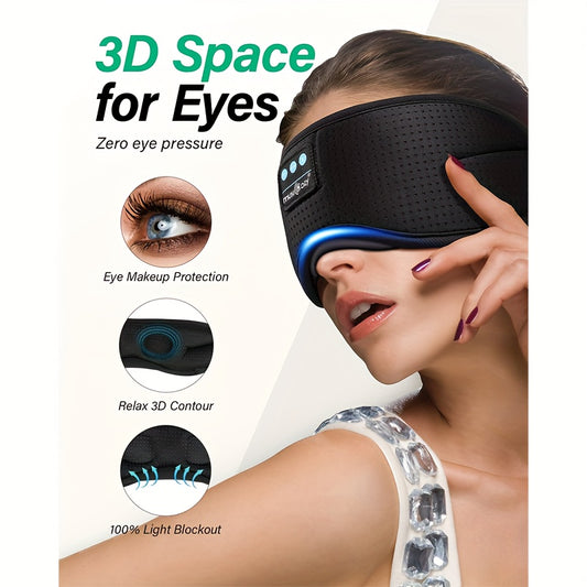 LC-DOLIDA 3D Sleep Headphones with Wireless Charging, Wireless, Lightweight & Breathable Headband - for Side Sleepers, Travel, Home, Office - Compatible with Smartphones/Tablets/Laptops - Eye Mask for Flights, Hotels, Naps, S