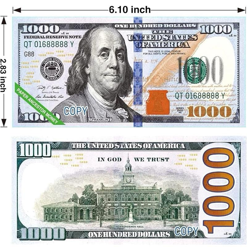 5PC 1000 Dollar Bill Place Holder Cash Envelope Stuffing for Saving Money Budget Binders