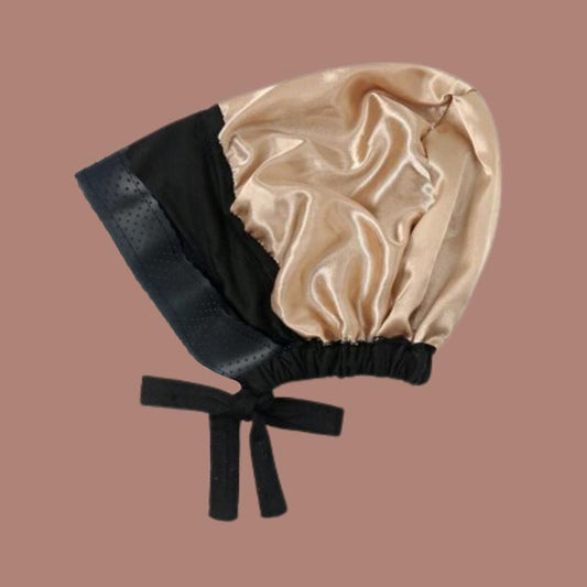 The Satin Grip Cap – Black | Non-Slip Hijab Undercap with Silicone Grip & Tie-Back by Get a Grip