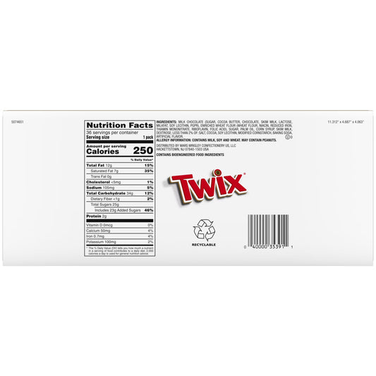 Twix Caramel Cookie Bar – Full Case (36 Count, 1.79 oz each)