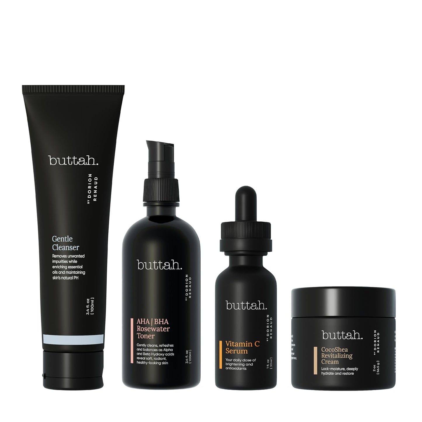 Supreme Kit for Melanin Rich Skin | Cocoshea Revitalizing Cream 2 Oz | Vitamin C Serum 1 Oz | Cleanser 3.4 Oz | Rosewater Toner 3.4 Oz | Black Owned Skincare