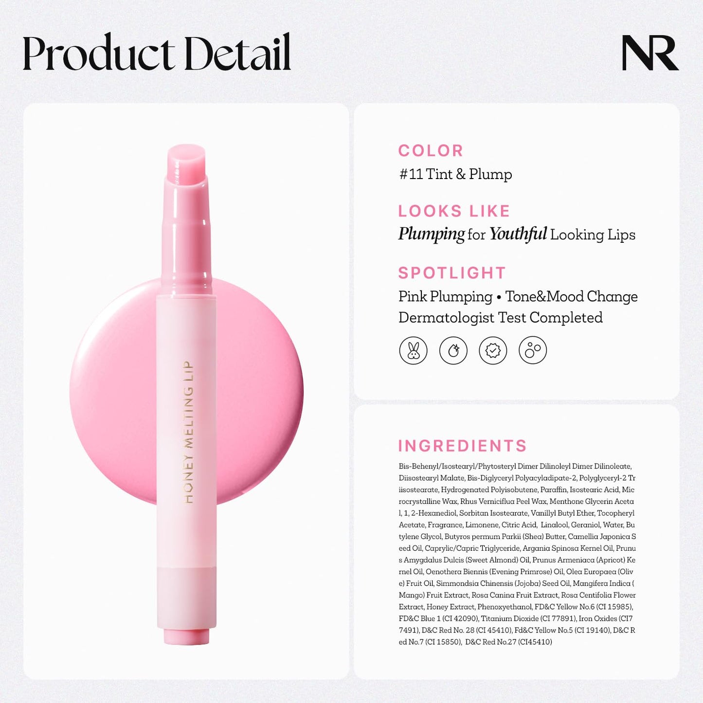 HONEY MELTING LIP PLUMPING (11 PINK) SOFT LIP STICK Tint & Plump Hydrating Gloss, Moisturizing Balms, Volumizing Formula & Sheer Tint, Glowy Finish, Korean Make Up
