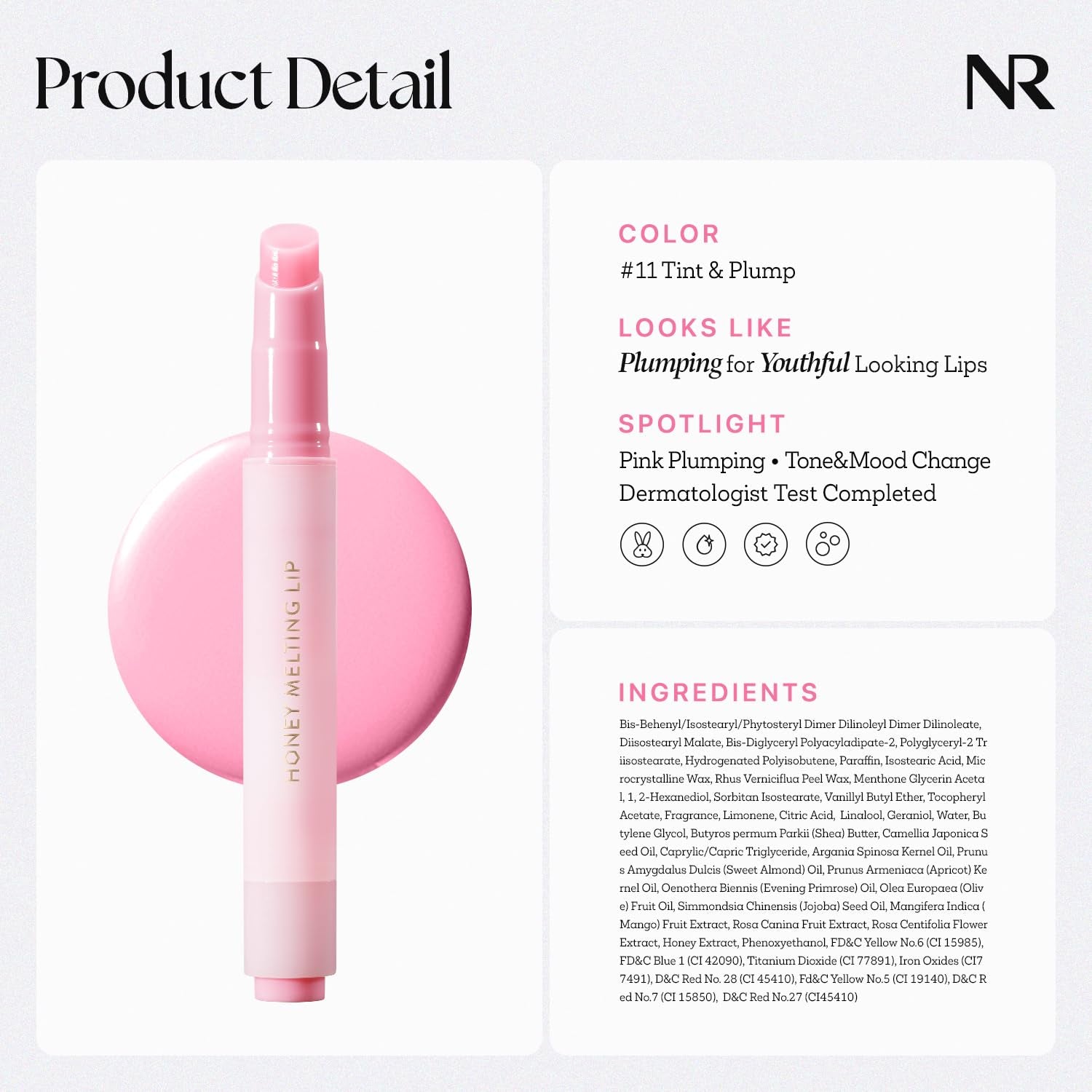 HONEY MELTING LIP PLUMPING (11 PINK) SOFT LIP STICK Tint & Plump Hydrating Gloss, Moisturizing Balms, Volumizing Formula & Sheer Tint, Glowy Finish, Korean Make Up