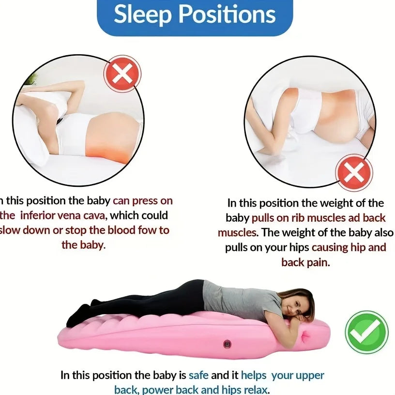 1Pc Inflatable Mat for Pregnancy Yoga PVC Portable Multi Use Mat with Carrying Bag Ideal for Indoor Outdoor Sleep Relaxation