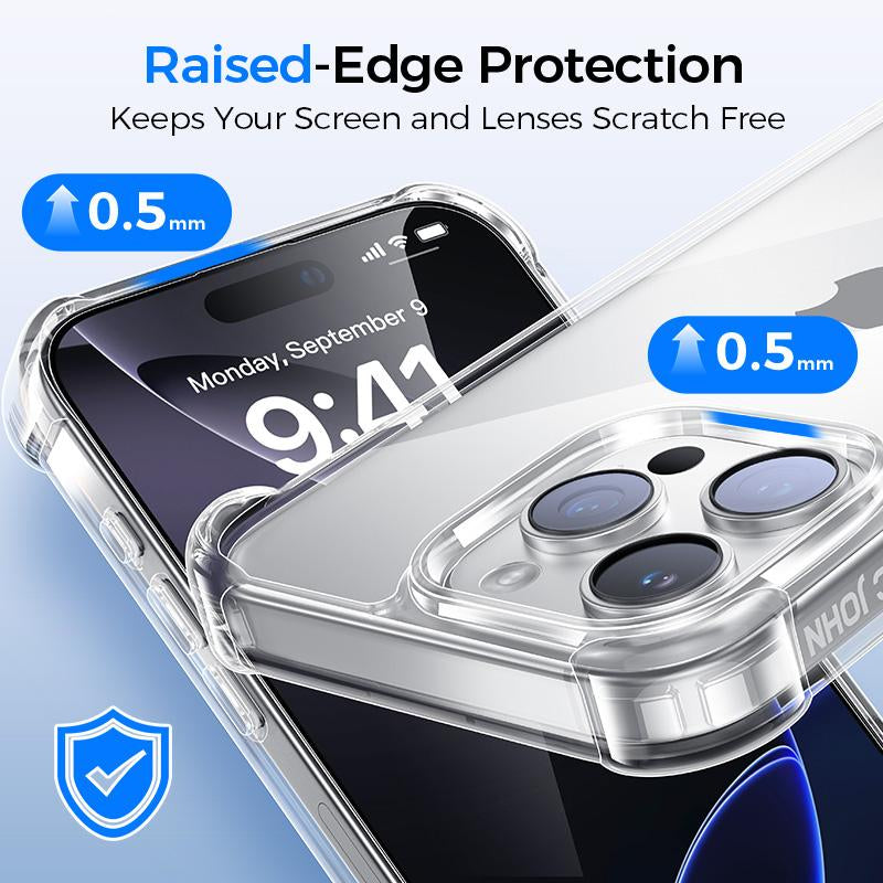 MAGIC JOHN Clear Phone Case for Iphone16/15/14/13/Pro Max, Non-Yellowing, Shockproof, Scratch Resistant Hard Back Phone Cover