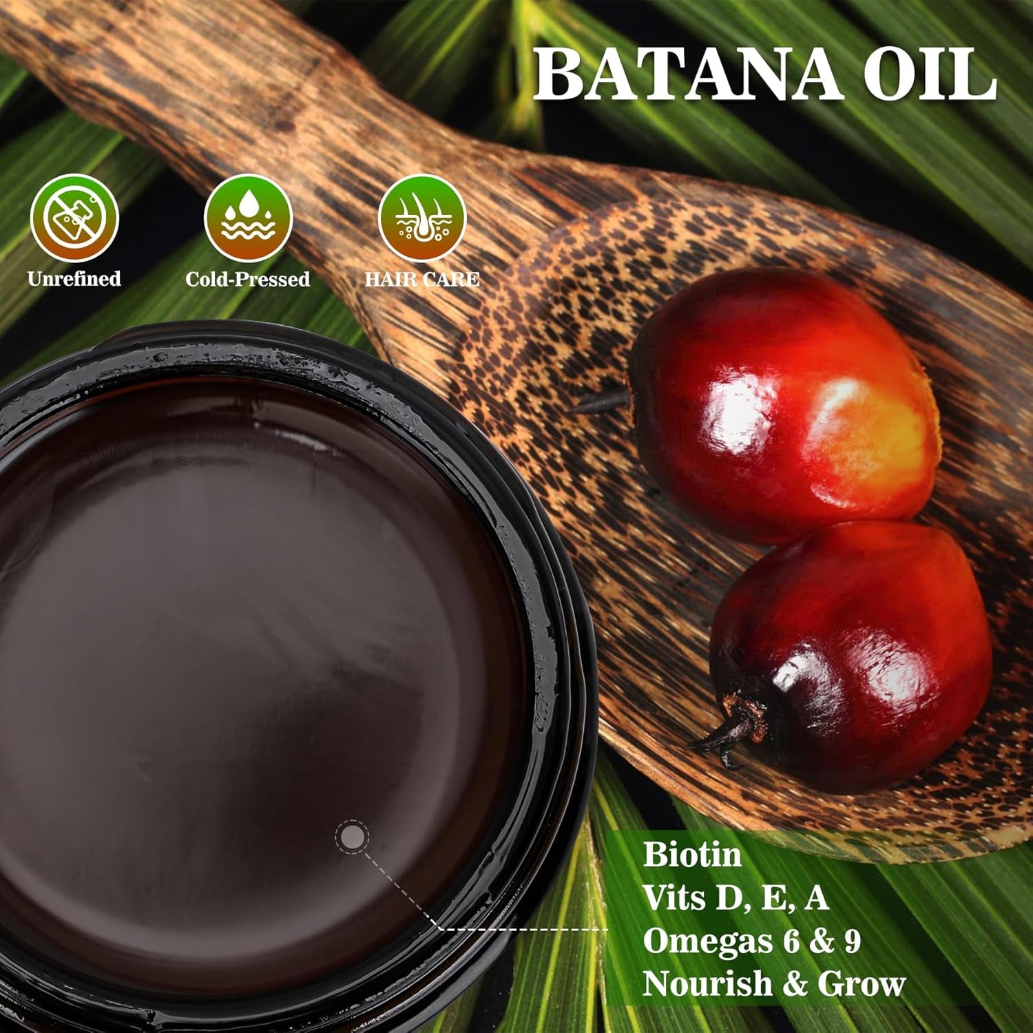 Organic Batana Oil for Hair Growth, 100% Pure Batana from Honduras, Hair Treatment Oil for Thick and Strong Hair, 4 Fl Oz