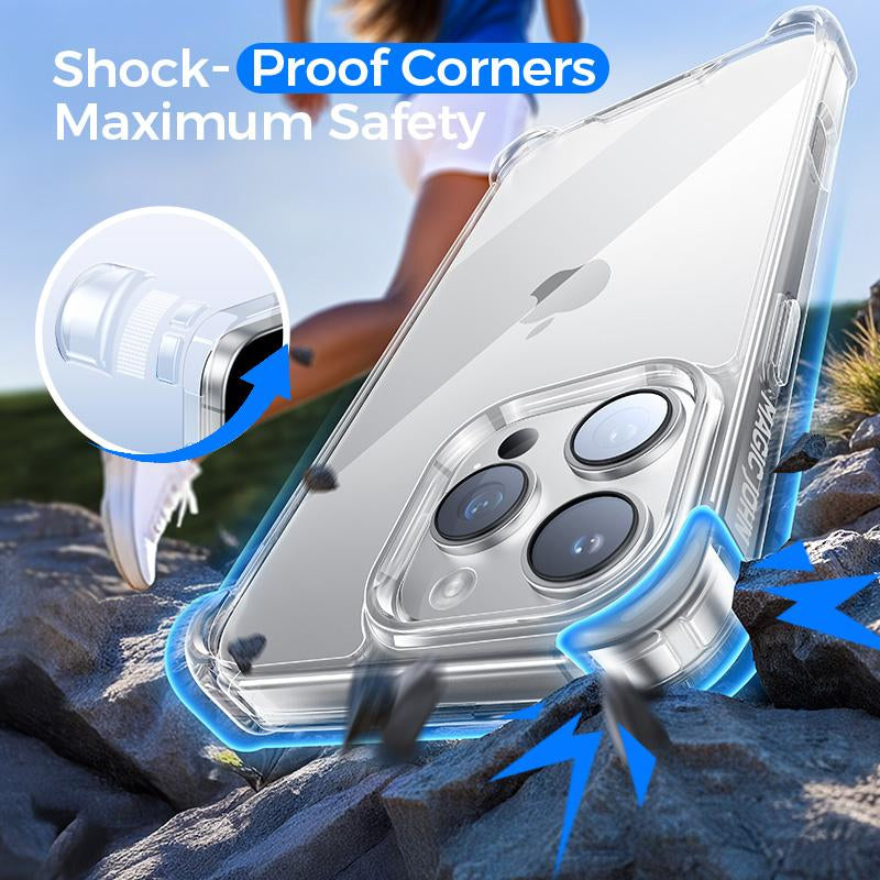 MAGIC JOHN Clear Phone Case for Iphone16/15/14/13/Pro Max, Non-Yellowing, Shockproof, Scratch Resistant Hard Back Phone Cover