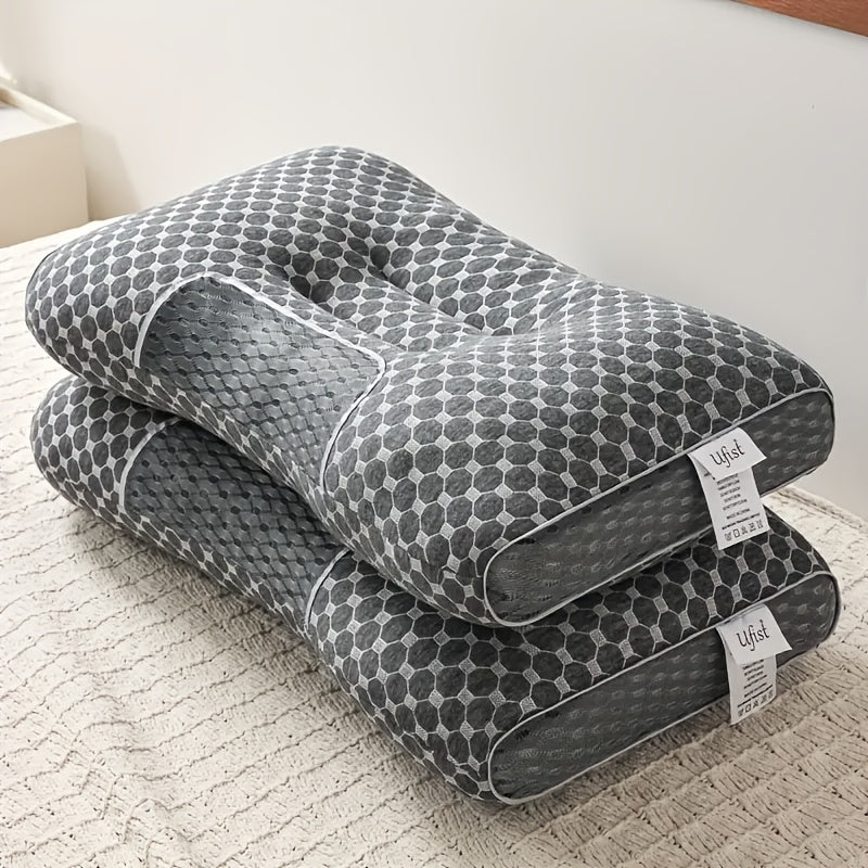 [2 Neck Massage Pillows] 2 Soft Woven Neck Massage Couple Pillows - Buy 1 Get 1 Free, Adjustable Ergonomic Orthotic Profile Support, High Quality Pillow Core, Detachable Pillowcase For Sleeping Comfort