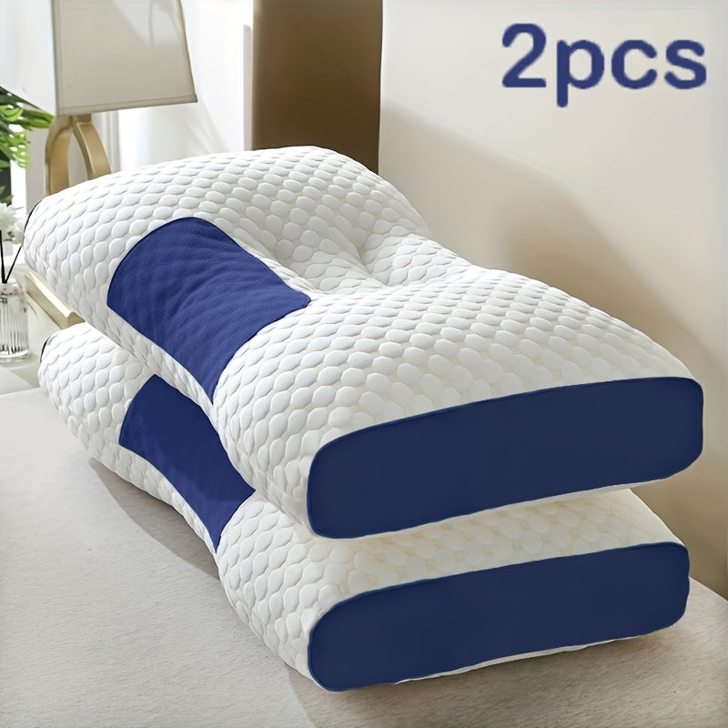 [2 Neck Massage Pillows] 2 Soft Woven Neck Massage Couple Pillows - Buy 1 Get 1 Free, Adjustable Ergonomic Orthotic Profile Support, High Quality Pillow Core, Detachable Pillowcase For Sleeping Comfort