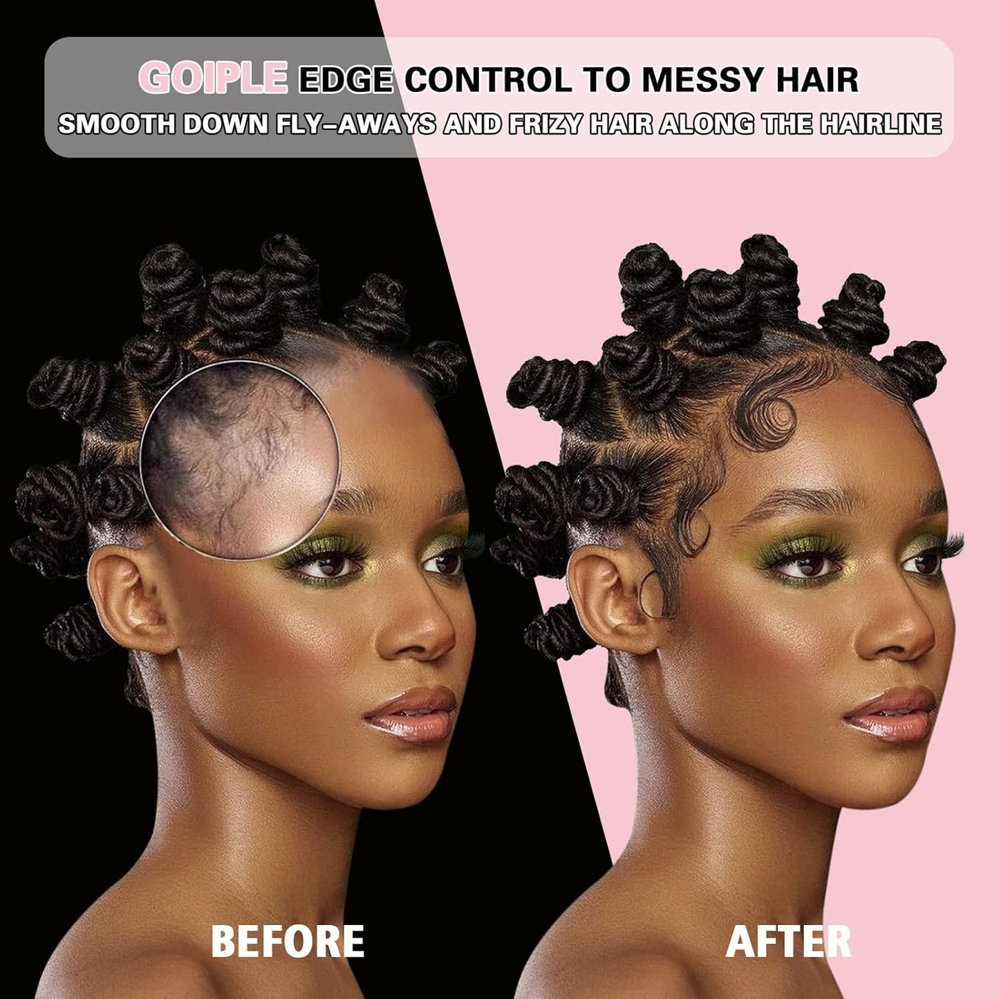 Edge Control Wax for Women Strong Hold Non-Greasy, Edge Wax Styling Gel for Black Women Hair No Flaking, White Residue, Shine and Smooth Strawberry Scent 4Oz