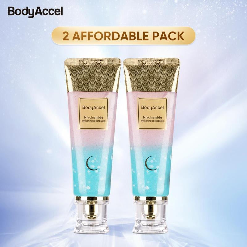 Bodyaccel Whitening Toothpaste -Niacinamide Peach Mint Flavor | Vegan, Fluoride-Free, Antiplaque & Fresh Breath | Oral Hygiene Essentials-Max