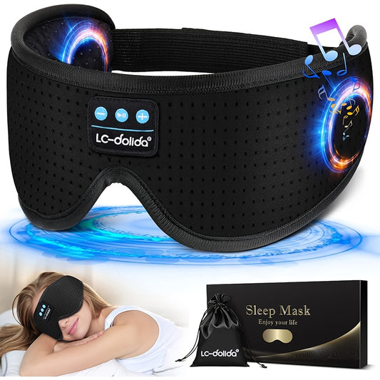 LC-DOLIDA 3D Sleep Headphones with Wireless Charging, Wireless, Lightweight & Breathable Headband - for Side Sleepers, Travel, Home, Office - Compatible with Smartphones/Tablets/Laptops - Eye Mask for Flights, Hotels, Naps, S