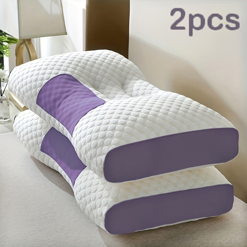 [2 Neck Massage Pillows] 2 Soft Woven Neck Massage Couple Pillows - Buy 1 Get 1 Free, Adjustable Ergonomic Orthotic Profile Support, High Quality Pillow Core, Detachable Pillowcase For Sleeping Comfort