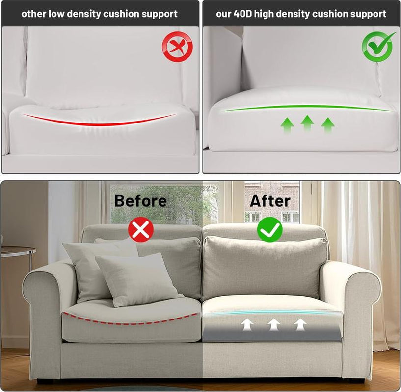 Foamagic 40D High Density Memory Sponge Sofa Cushion Support - 20X20X2 Inch Gray Lifters for Sagging Couches, All Seasons, 1/2/3 Pack