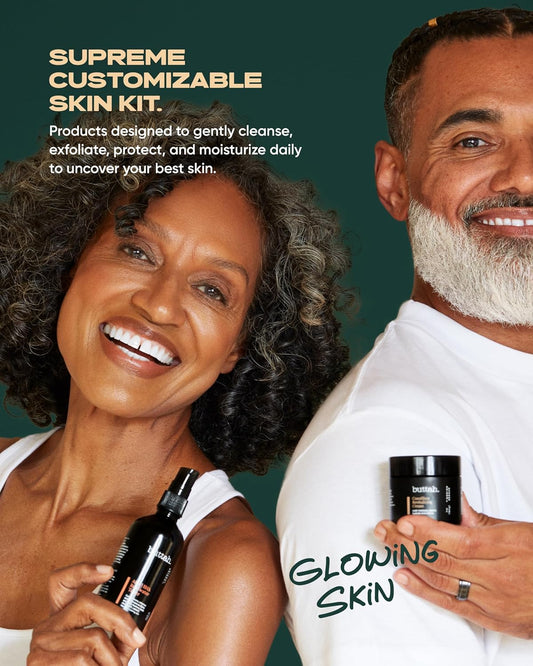 Supreme Kit for Melanin Rich Skin | Cocoshea Revitalizing Cream 2 Oz | Vitamin C Serum 1 Oz | Cleanser 3.4 Oz | Rosewater Toner 3.4 Oz | Black Owned Skincare