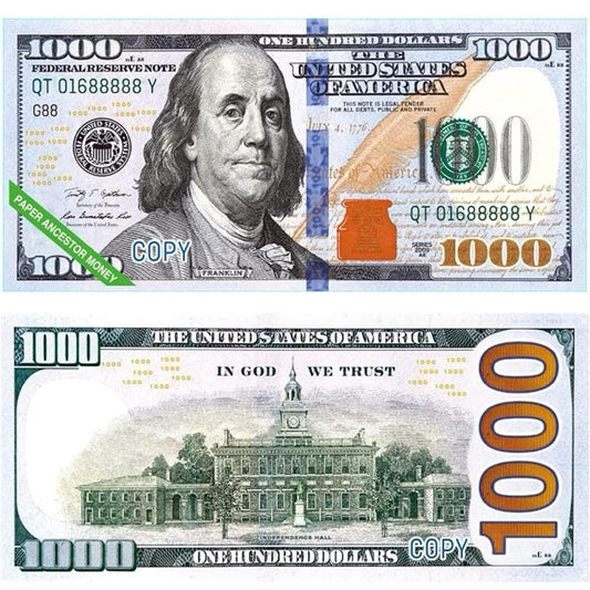 5PC 1000 Dollar Bill Place Holder Cash Envelope Stuffing for Saving Money Budget Binders