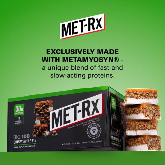 MET-Rx Big 100 Crispy Apple Pie – Full Case (9 Count, 3.52 oz each)