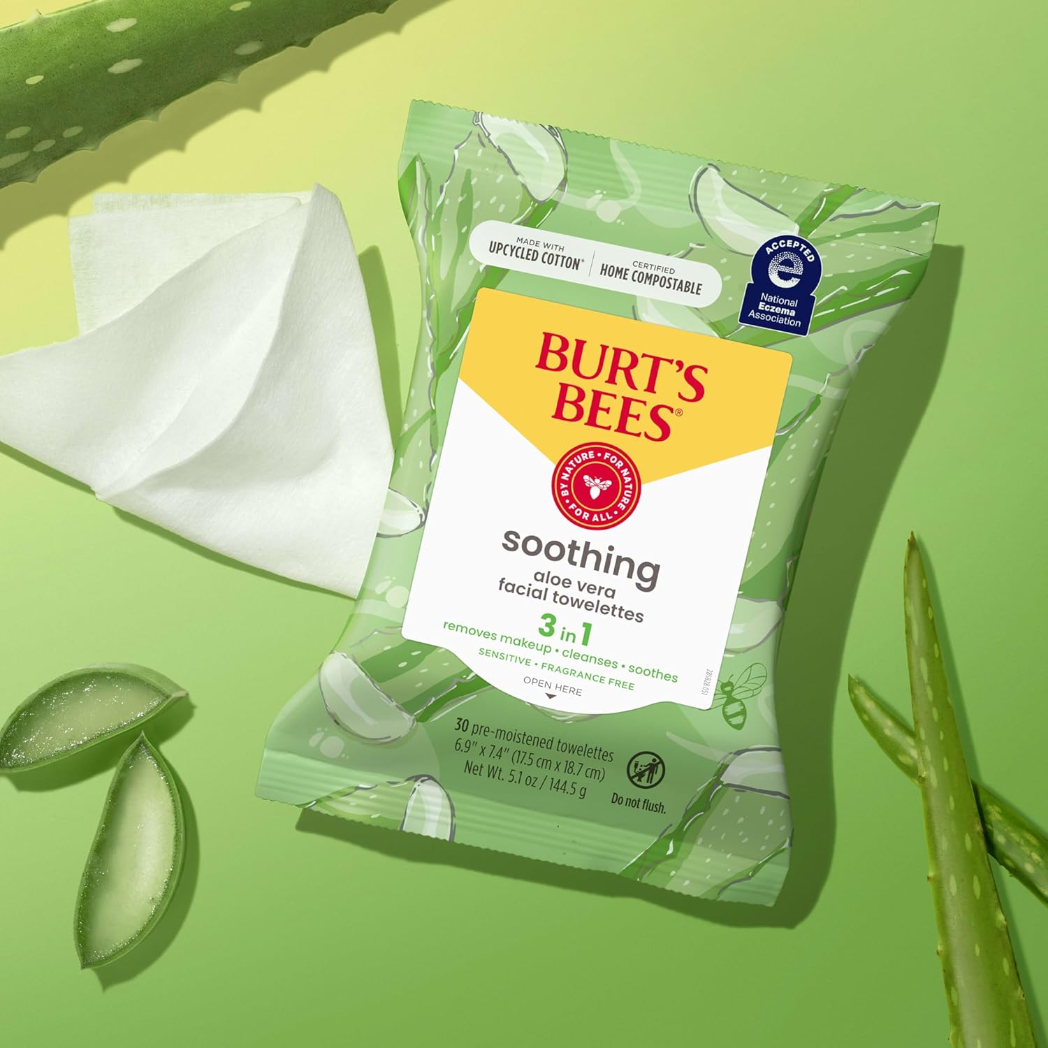 Back to School Dorm Essentials, Aloe Vera Face Wipes, for Sensitive Skin, Soothing Makeup Remover & Facial Cleansing Towelettes, 30 Ct. (3-Pack)