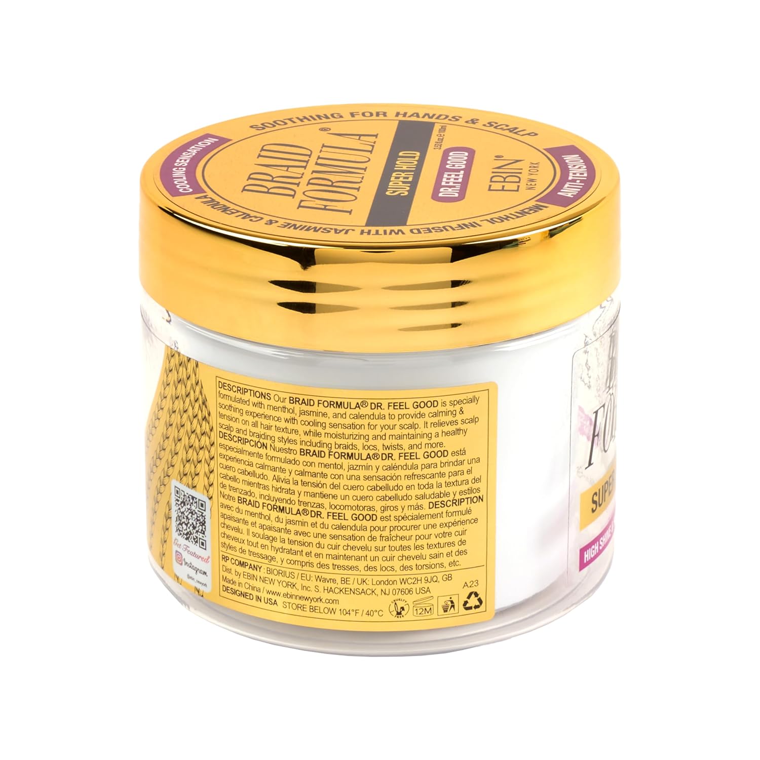 Braid Formula Dr. Feel Good Super Hold 11Oz | Menthol Infused for Cooling Sensation | Smoothing, High Shine, Long-Lasting Hold | Perfect for Braids, Locs & Twists | No Residue