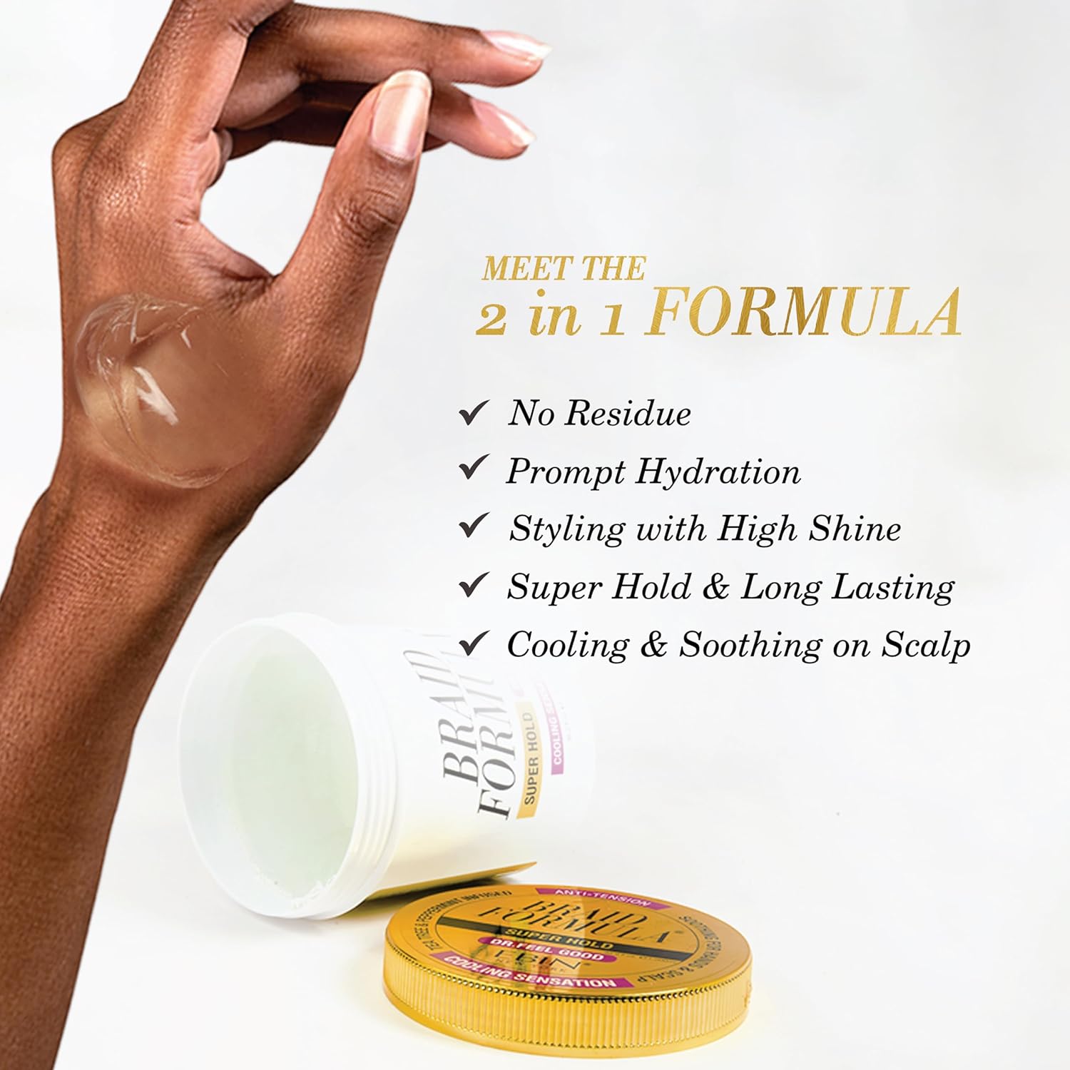 Braid Formula Dr. Feel Good Super Hold 11Oz | Menthol Infused for Cooling Sensation | Smoothing, High Shine, Long-Lasting Hold | Perfect for Braids, Locs & Twists | No Residue