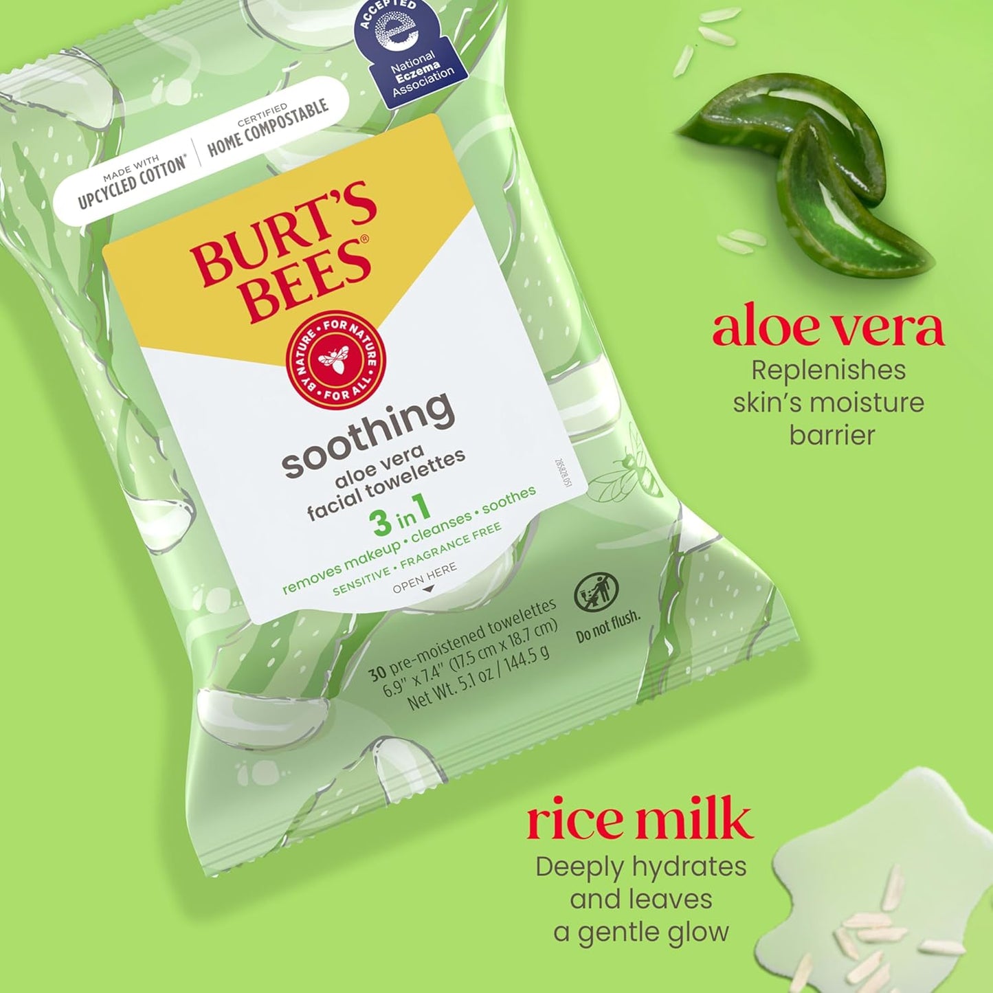 Back to School Dorm Essentials, Aloe Vera Face Wipes, for Sensitive Skin, Soothing Makeup Remover & Facial Cleansing Towelettes, 30 Ct. (3-Pack)