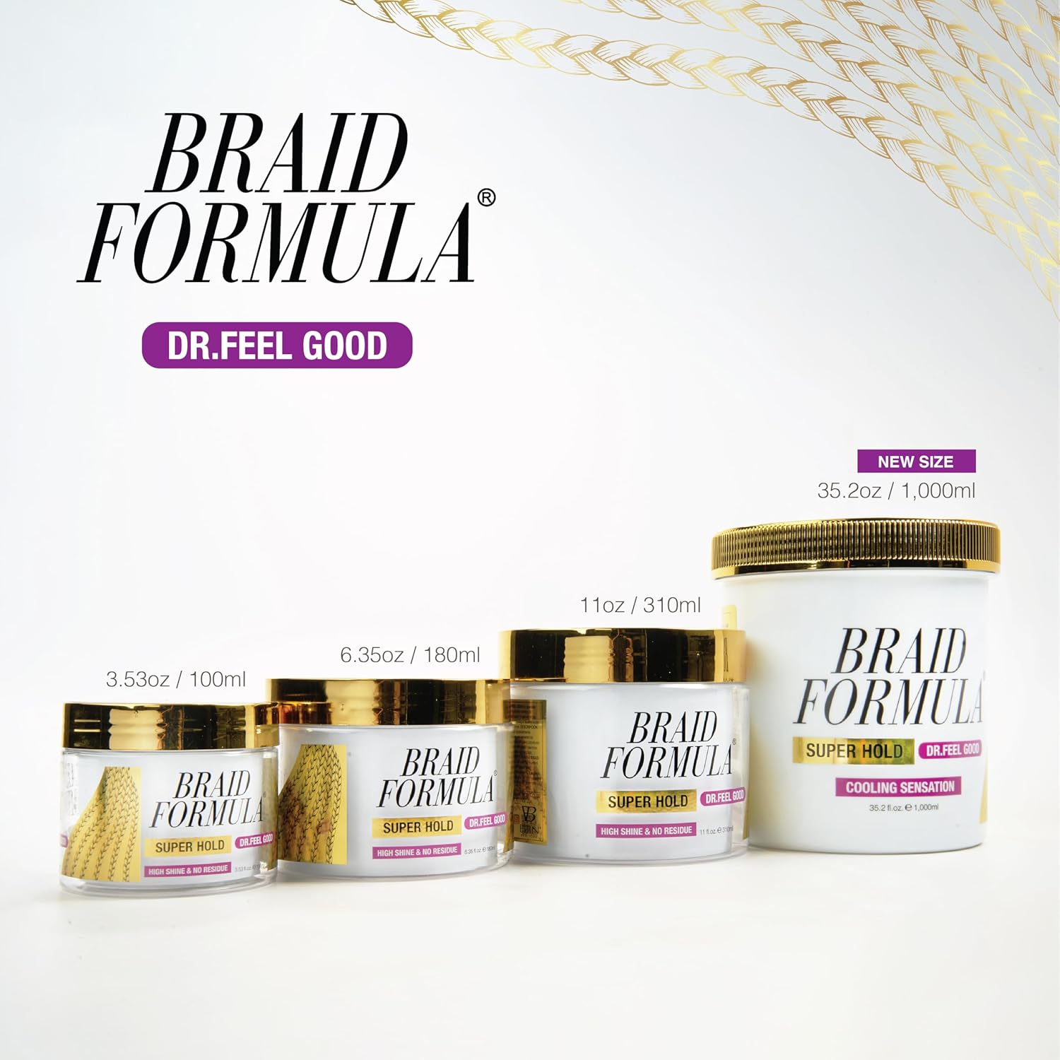 Braid Formula Dr. Feel Good Super Hold 11Oz | Menthol Infused for Cooling Sensation | Smoothing, High Shine, Long-Lasting Hold | Perfect for Braids, Locs & Twists | No Residue