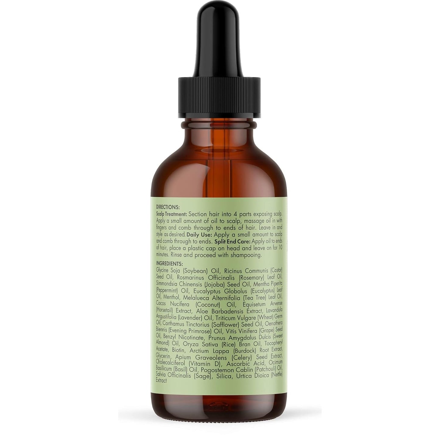 Rosemary & Mint Hair Oil, Split Ends & Dry Scalp Treatment - Made with Biotin & Essential Oils for Strengthening, Soothing, Moisturizing & Encouraging Longer, Healthier Hair (2 Fl Oz)