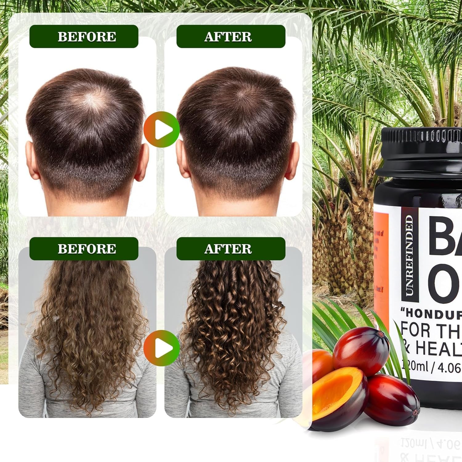 Organic Batana Oil for Hair Growth, 100% Pure Batana from Honduras, Hair Treatment Oil for Thick and Strong Hair, 4 Fl Oz