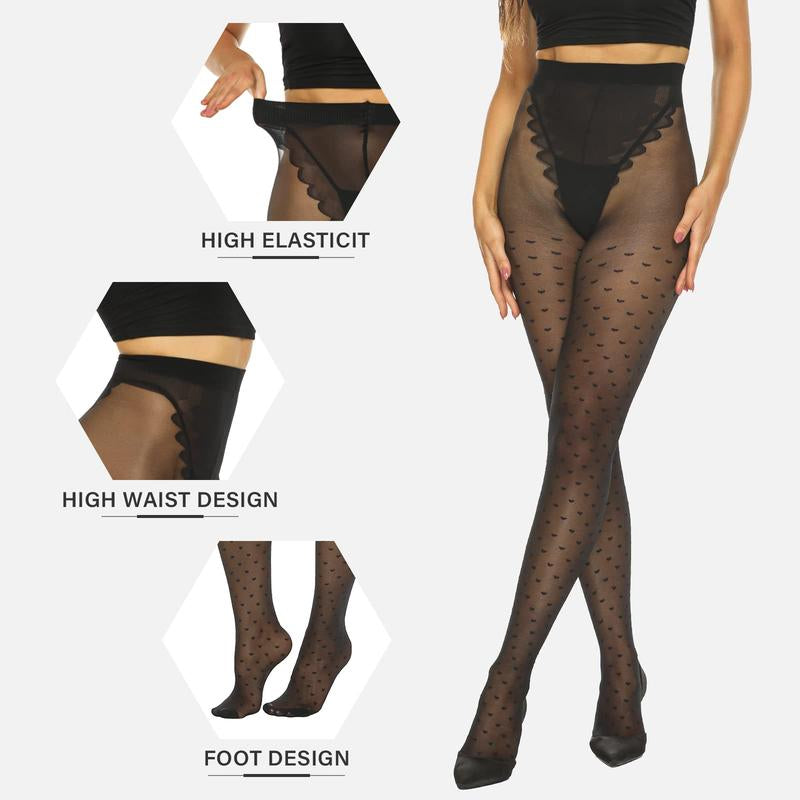 MANZI Tights for Women Patterned Stockings for Women Sheer Ultra Thin High Waist Pantyhose