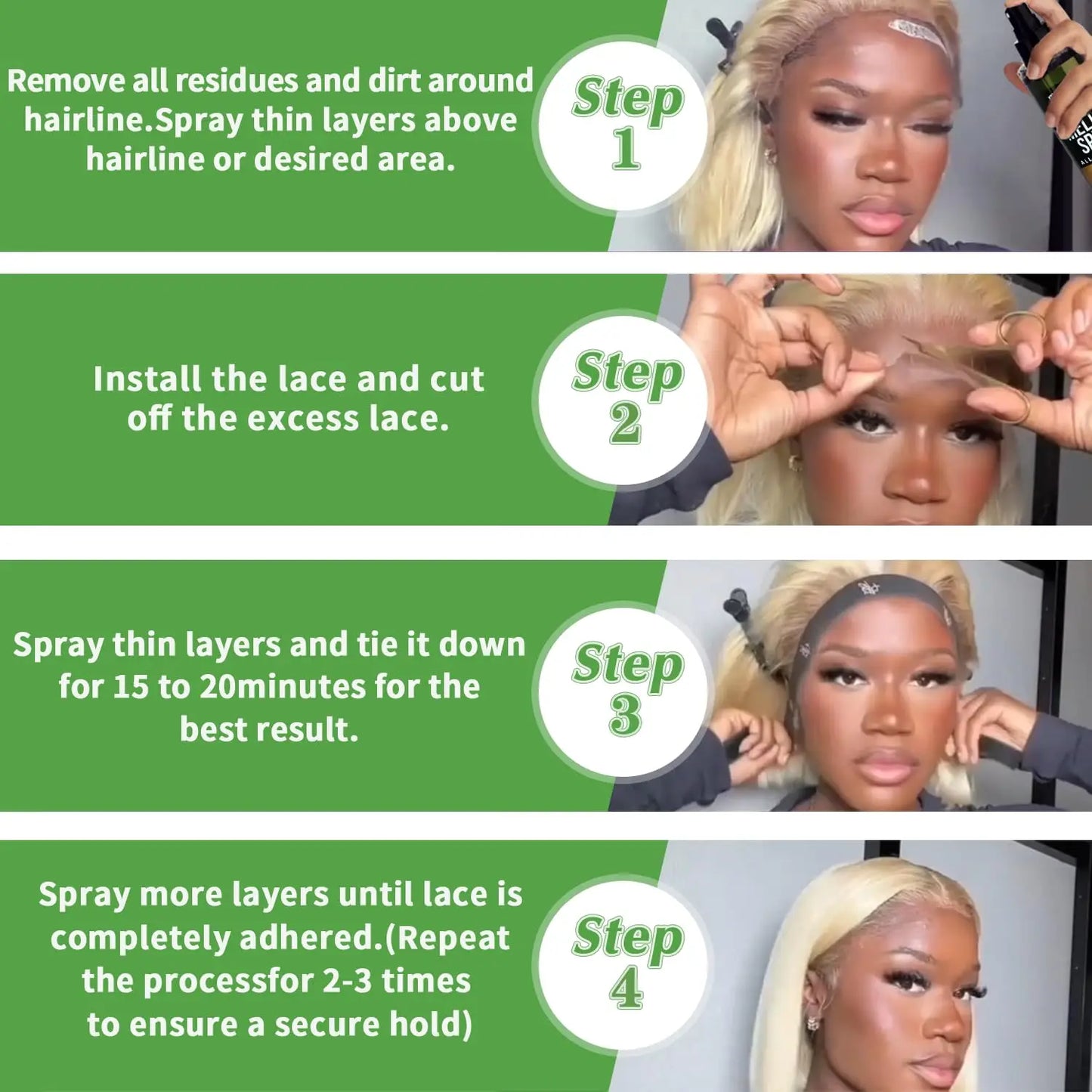 4 pcs Wig Accessory Lace Front Wig Glue, lace Bond Melting Spray，wig adhesive, adhesive remover,Natural and Gentle Formula