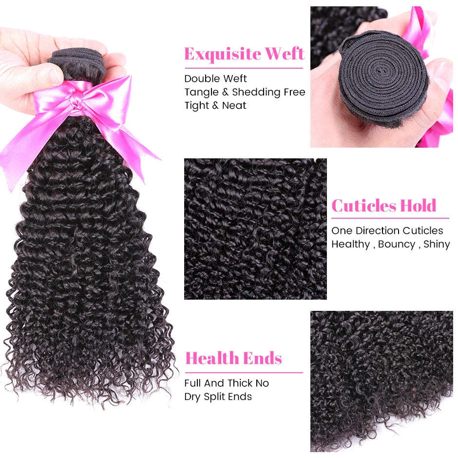 ISEE HAIR Brazilian Kinky Curly Hair Remy Human Hair Weave Bundles Natural Color Can Order 1/3/4 Bundles Curly Hair Extensions