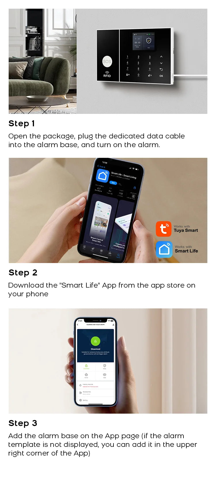 PGST Smart Life Alarm System for Home WIFI GSM Security Alarm Host with Door and Motion Sensor Tuya Smart App control work Alexa