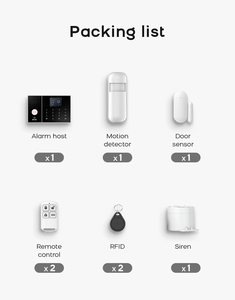 PGST Smart Life Alarm System for Home WIFI GSM Security Alarm Host with Door and Motion Sensor Tuya Smart App control work Alexa