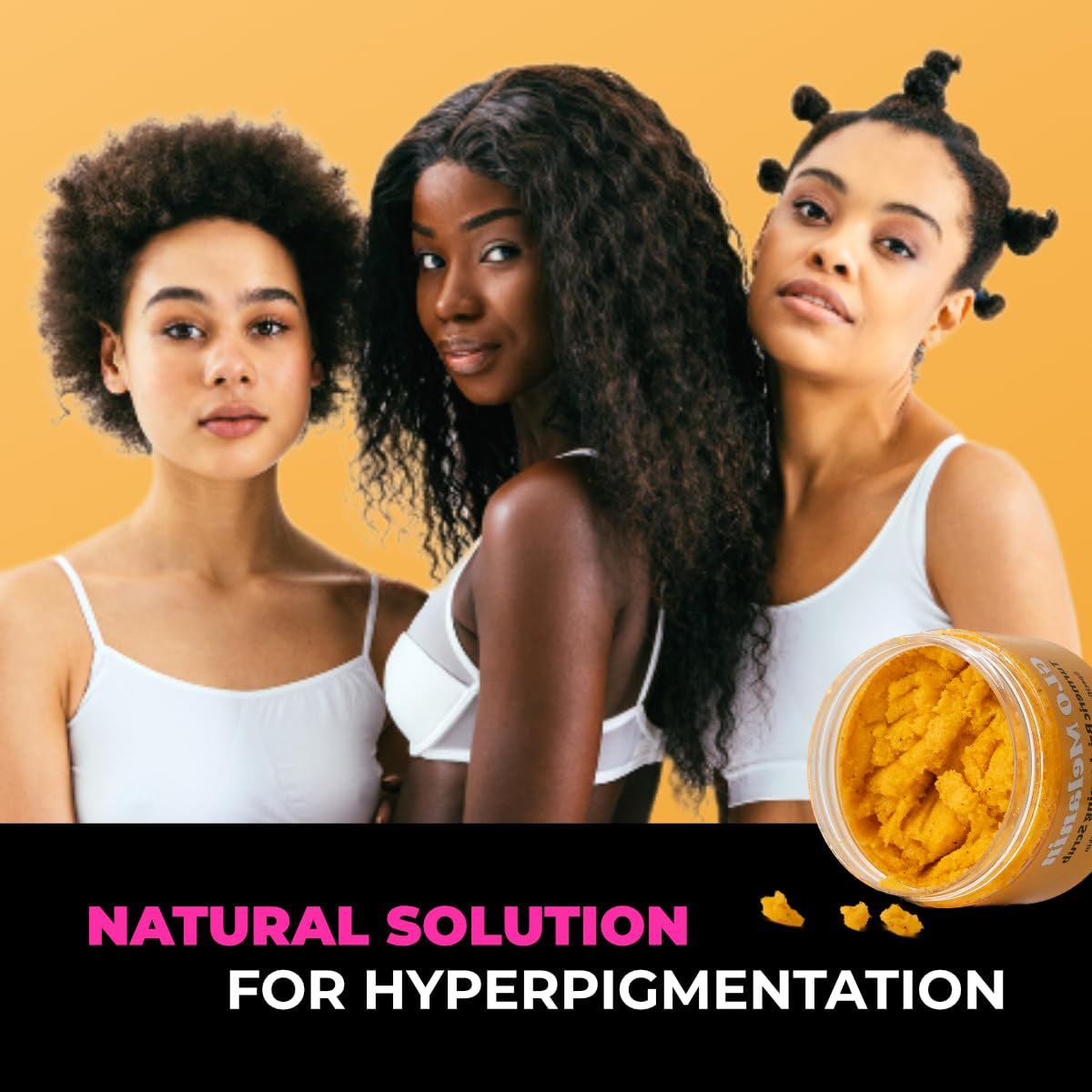Turmeric Scrub for Dark Spots, Brightening Inner Thighs Bikini Area Underarms, Natural Exfoliating Face