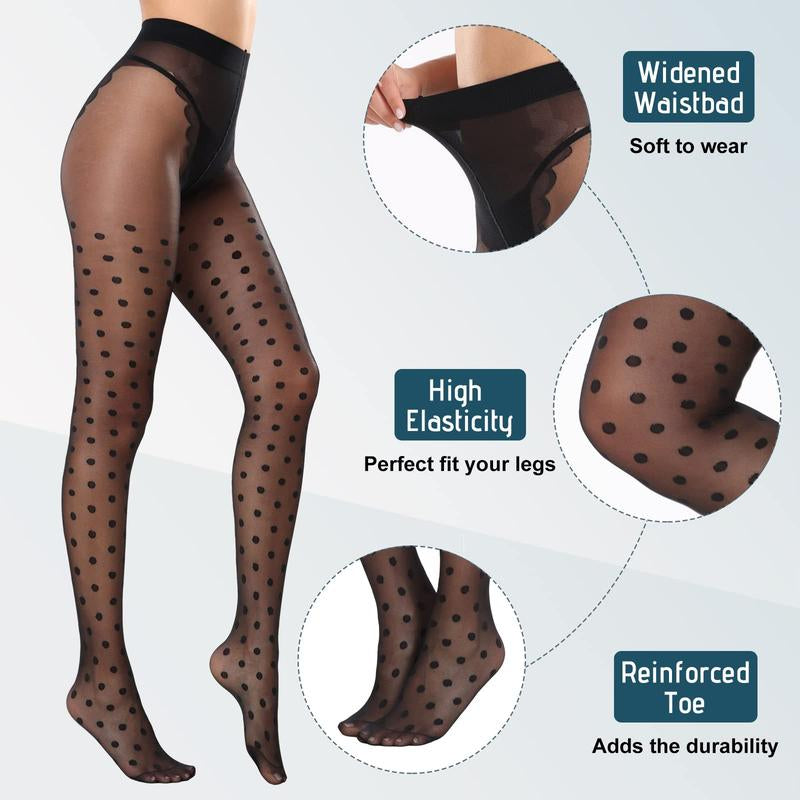 MANZI Tights for Women Patterned Stockings for Women Sheer Ultra Thin High Waist Pantyhose