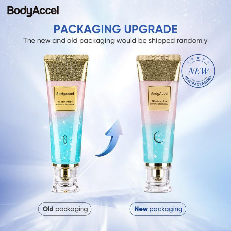 Bodyaccel Whitening Toothpaste -Niacinamide Peach Mint Flavor | Vegan, Fluoride-Free, Antiplaque & Fresh Breath | Oral Hygiene Essentials-Max