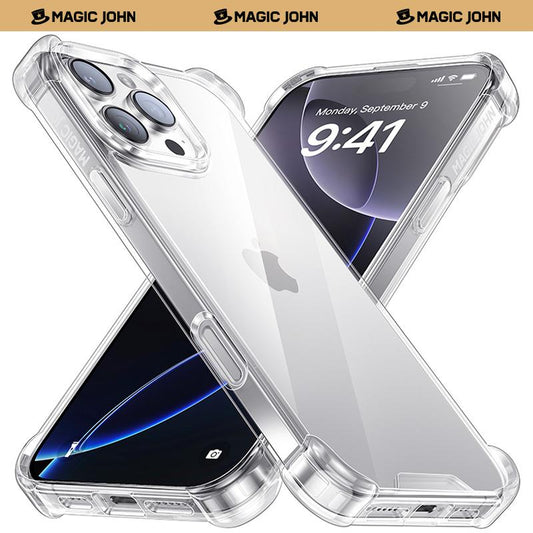 MAGIC JOHN Clear Phone Case for Iphone16/15/14/13/Pro Max, Non-Yellowing, Shockproof, Scratch Resistant Hard Back Phone Cover