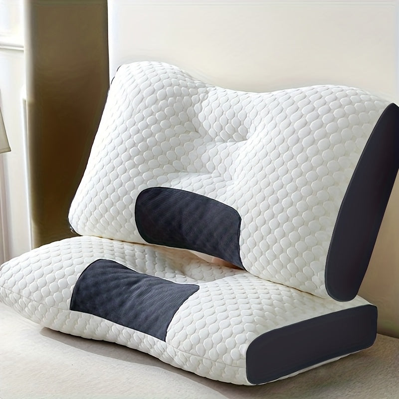 [2 Neck Massage Pillows] 2 Soft Woven Neck Massage Couple Pillows - Buy 1 Get 1 Free, Adjustable Ergonomic Orthotic Profile Support, High Quality Pillow Core, Detachable Pillowcase For Sleeping Comfort