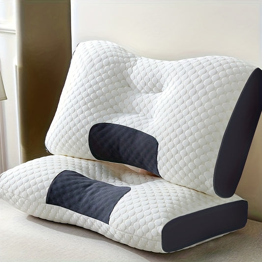 [2 Neck Massage Pillows] 2 Soft Woven Neck Massage Couple Pillows - Buy 1 Get 1 Free, Adjustable Ergonomic Orthotic Profile Support, High Quality Pillow Core, Detachable Pillowcase For Sleeping Comfort