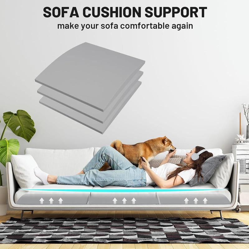 Foamagic 40D High Density Memory Sponge Sofa Cushion Support - 20X20X2 Inch Gray Lifters for Sagging Couches, All Seasons, 1/2/3 Pack
