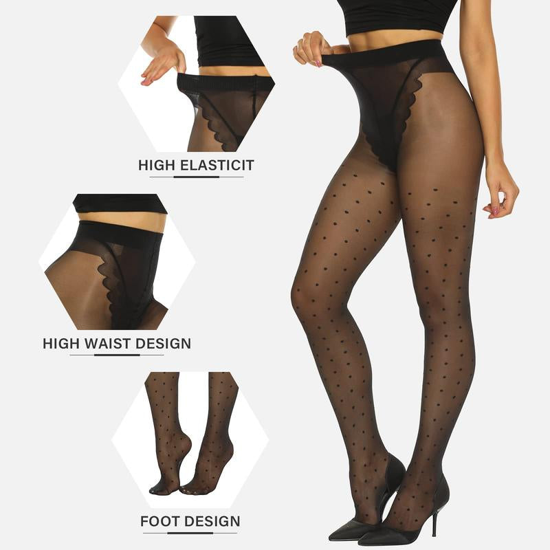 MANZI Tights for Women Patterned Stockings for Women Sheer Ultra Thin High Waist Pantyhose